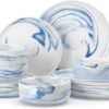 MALACASA 12-piece porcelain dinnerware set for 4 in a stylish blue finish for modern dining