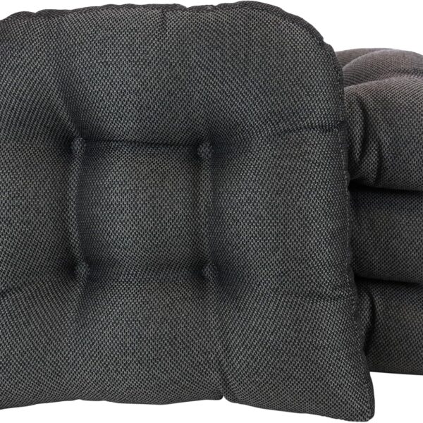 Klear Vu Gripper Overstuffed Universal Non-Slip Dining Chair Cushions for Kitchen Decor or Office Use, U-Shaped Skid-Proof Seat Pad, 15x15 Inches, 4 Count (Pack of 1), Distressed Charcoal