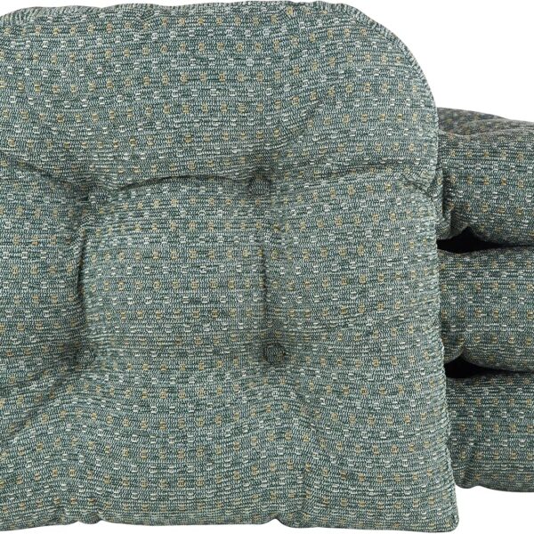 Klear Vu Gripper Overstuffed Universal Non-Slip Dining Chair Cushions for Kitchen Decor or Office Use, U-Shaped Skid-Proof Seat Pad, 15x15 Inches, 4 Count (Pack of 1), Ditzy Dot Celadon Green