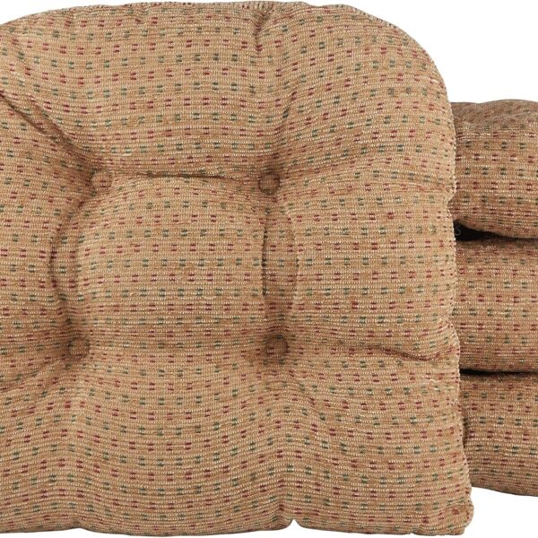 Klear Vu Gripper Overstuffed Universal Non-Slip Dining Chair Cushions for Kitchen Decor or Office Use, U-Shaped Skid-Proof Seat Pad, 15x15 Inches, 4 Count (Pack of 1), Ditzy Dot Natural