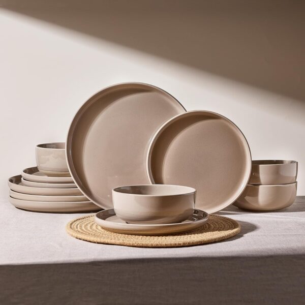 Famiware Milkyway 12-Piece Stoneware Dinnerware Set, Cinnamon Brown