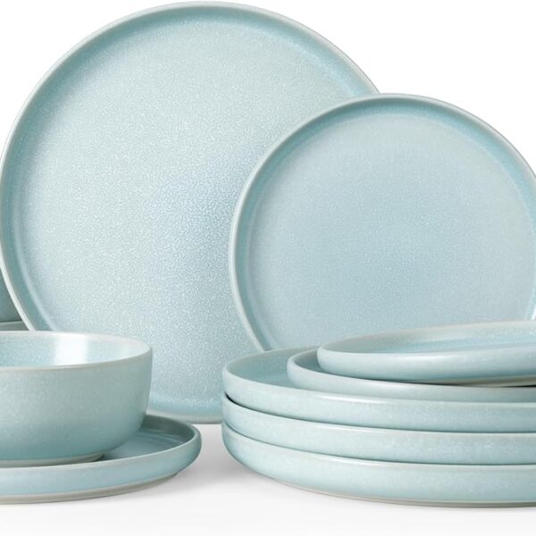Famiware Milkyway 12-Piece Stoneware Dinnerware Set, Light Blue