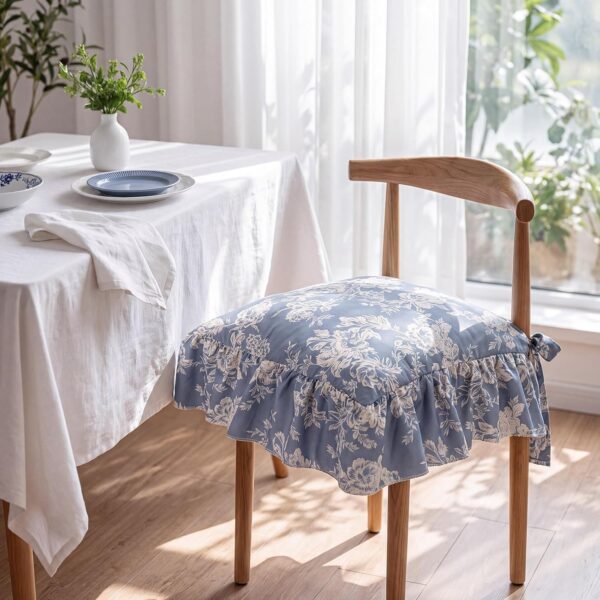 1 Pack Ruffled Chair Cushion Cover with Padded, Mint, Floral