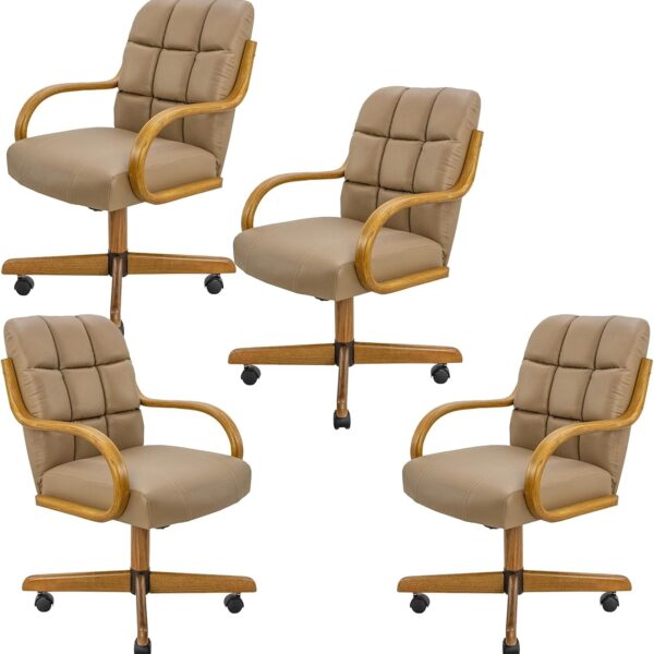 Douglas 4pc Swivel Tilt Kitchen Dining Chair - Taupe-Chestnut