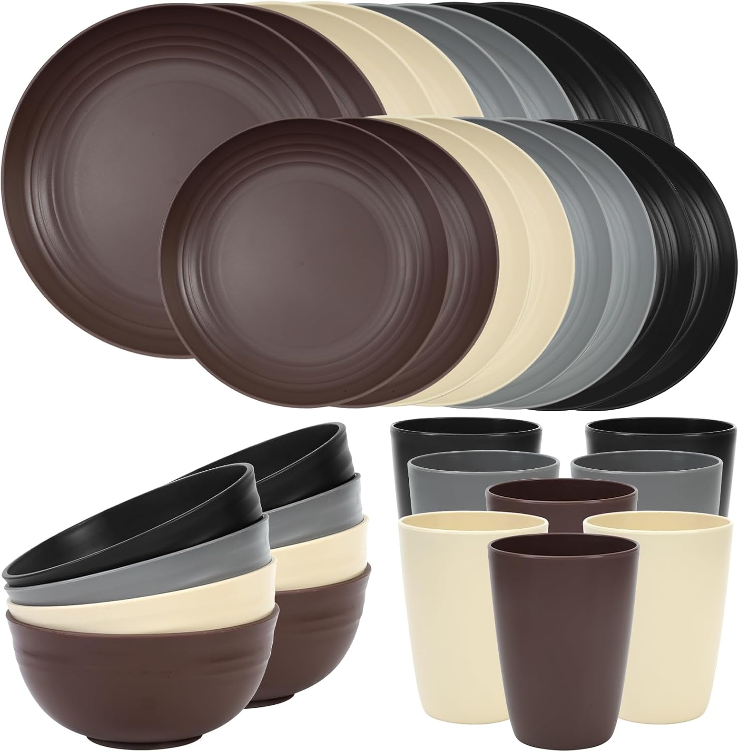 Quatish 32 Piece Plates and Bowl Set for 8, Dinnerware Dish Set for Kitchen