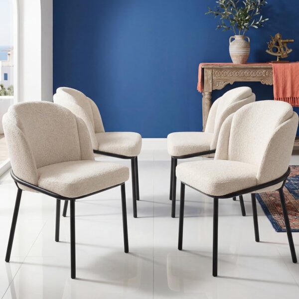 Dining Chairs Set of 4, Upholstered Kitchen Chairs with Backrest and Metal Legs for Dining Room, Living Room, 4-Piece Dinner Chairs