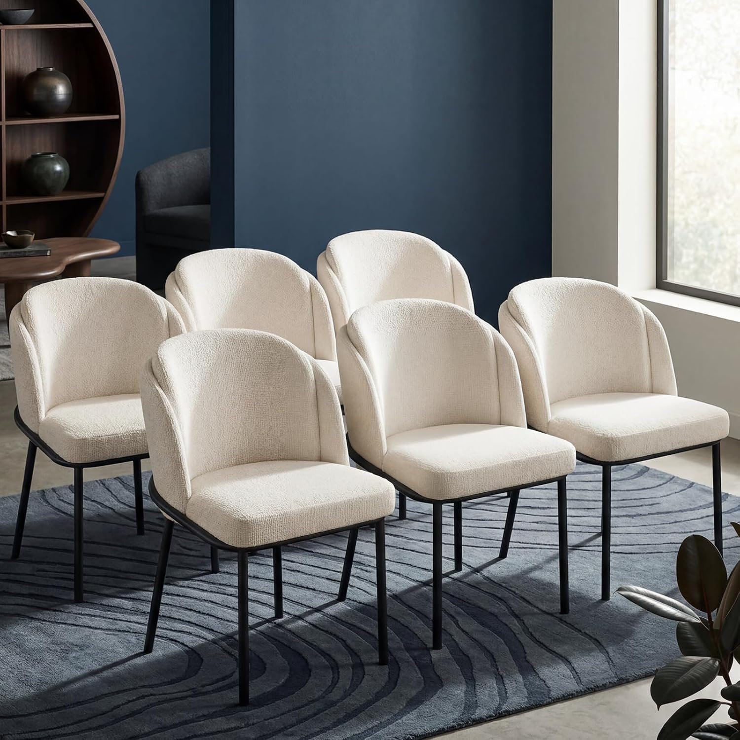 Elegant Upholstered Dining Chairs Set of 6: Ergonomic Comfort