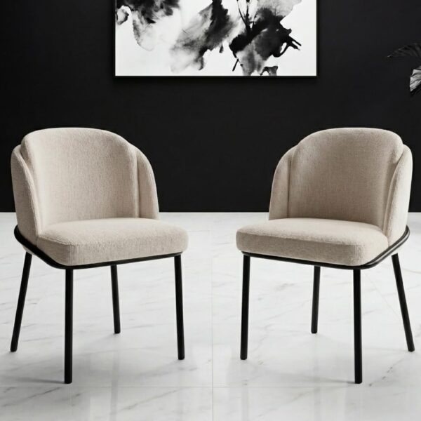Dining Chairs Set of 2, Upholstered Kitchen Chairs with Backrest and Metal Legs for Kitchen, Living Room, 2-Piece Dining Room Chairs