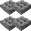 MAGIC ELEPHANT Chair Cushions for Dining Chair, Shredded Memory Foam Kitchen Chair Cushions Set of 4, Non-Slip Thick Dinning Room Chair Pads Seat Cushions, 15.5" x 15.5" x 4" (Grey)