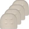 Sweet Home Collection Chair Cushion Memory Foam Pads Tufted Slip Non Skid Rubber Back U-Shaped 17" x 16" Seat Cover, 4 Count (Pack of 1), Pinstripe Taupe