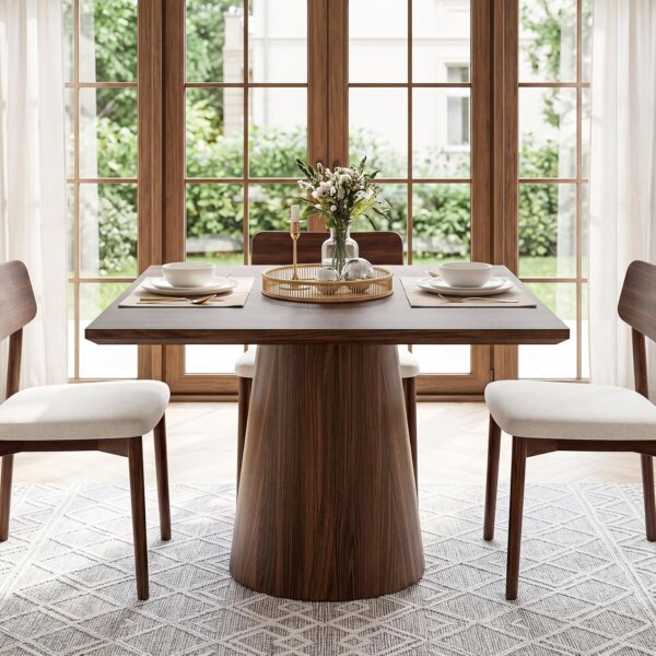 Tribesigns Square Dining Table, 31.5" Small Space Kitchen Table with Pedestal Base, Mid-Century Modern Wooden Dinner Table for 4, Compact Dining Room Table for Apartment, Studio, Small Dining Nook