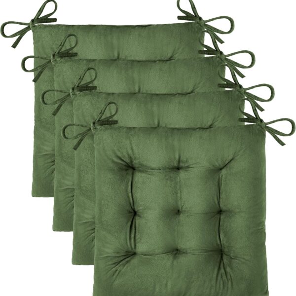 4 Pack Chair Cushions for Dining Chairs 15.5"x15.5" Green