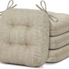 Dining Chair Cushions Set of 4, Dual-Layer Memory Foam Kitchen Chair Cushions, Patented Design Seat Pads with Ties, 16.5 x 16.5 x 3.5in, 4 Pack, Beige
