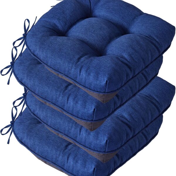 IASEAHK Chair Cushions for Dining Chairs, 15.5" x 15.5" x 4", Navy Blue