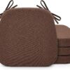 Dining Chair Cushions Set of 4, Non-Slip Kitchen Chair Cushions with Detachable Straps and Machine Washable Cover, 4 Pack, 17x16x2in, Brown