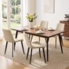 Modern Dining Chairs Set of 4, PU Leather Dining Room Chairs, Upholstered Kitchen Chairs with Ergonomic Backrest & Sturdy Metal Legs, Perfect for Dining Room, Restaurant, Beige