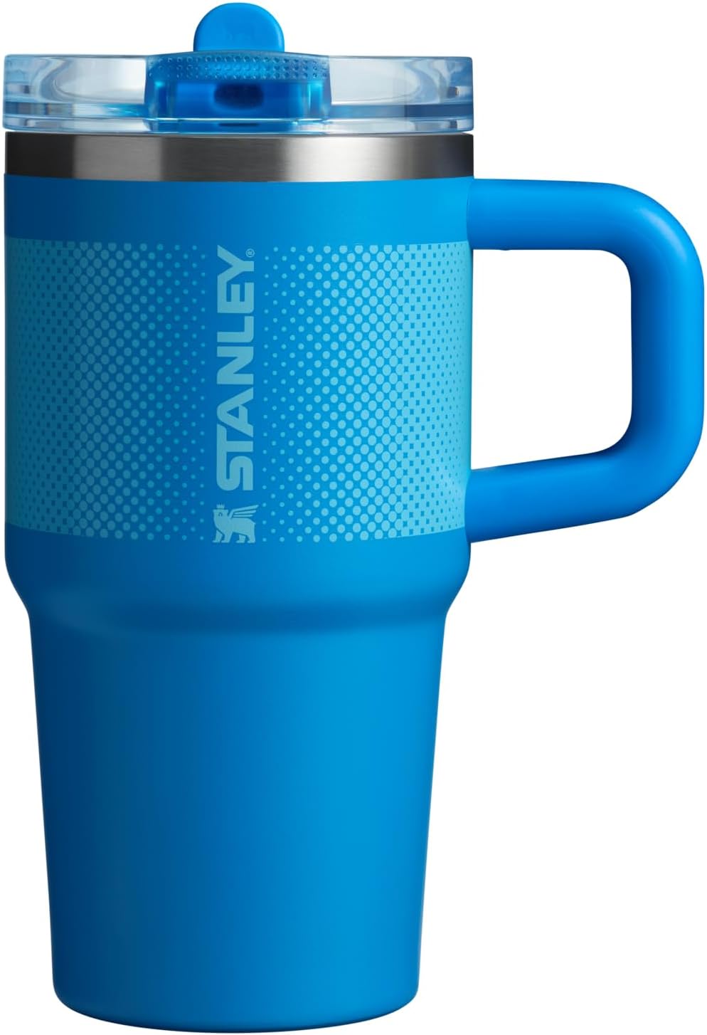Stanley flip straw tumbler in Azure Fade finish with a convenient built-in leakproof straw lid.