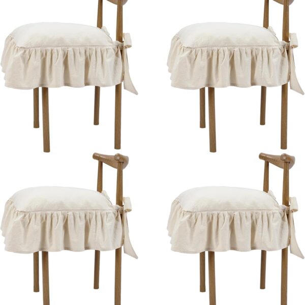 4 Pcs Ruffle Chair Cushions Cover 17.5''x17.5''