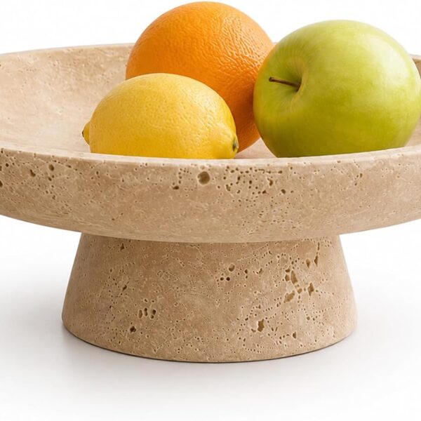 Natural Travertine Fruit Bowl for Kitchen Counter 10.2"