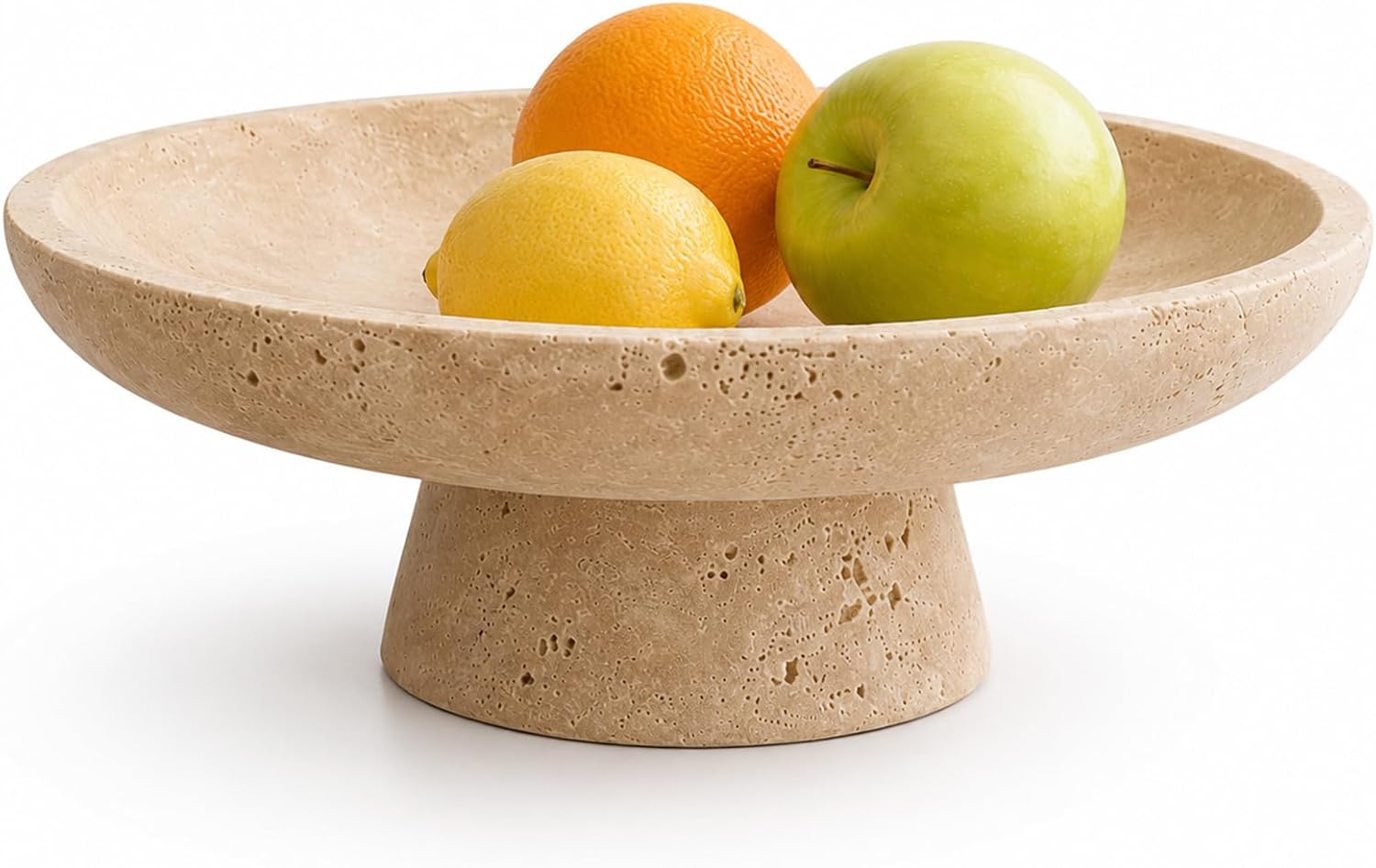 Natural Travertine Fruit Bowl for Kitchen Counter 10.2"