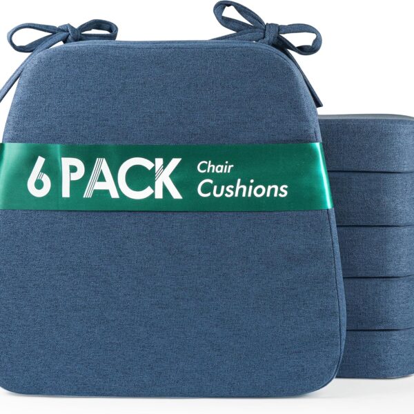 kingphenix Chair Cushions for Dining Chairs, Set of 6, 2.5 Inches Thick