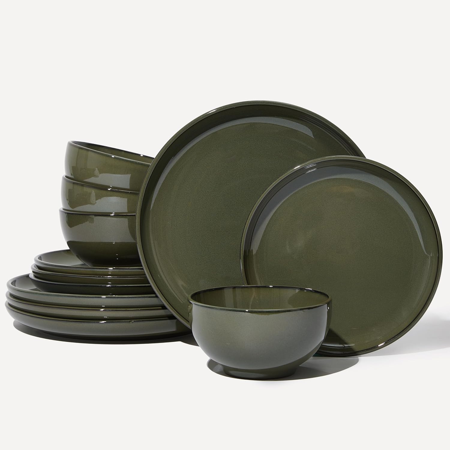 Stoneware Dinnerware Sets for 4, 12pcs Plates and Bowls Sets Dishes