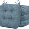 Kitchen Chair Cushions Set of 4, Dual-Layer Memory Foam Dining Chair Cushions, Patented Design Seat Pads with Ties, 16.5 x 16.5 x 3.5in, 4 Pack, Denim Blue