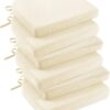 downluxe Indoor Chair Cushions for Dining Chairs, Foam Kitchen Chair Pads with Ties and Non-Slip Backing, 16" x 16" x 2", Beige, 6 Pack