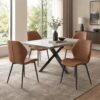 Dining Chairs Set of 4 Modern PU Leather, Upholstered Kitchen Chairs, Brown