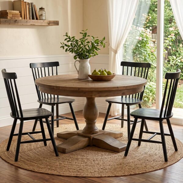 Windsor Dining Chairs Set of 4, Spindle Back Wooden Chairs