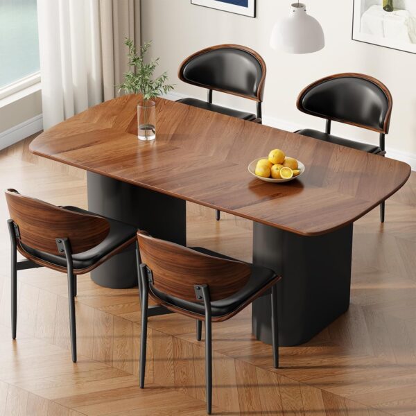 Dining Chairs Set of 4, Mid-Century Modern Kitchen Chairs, Black