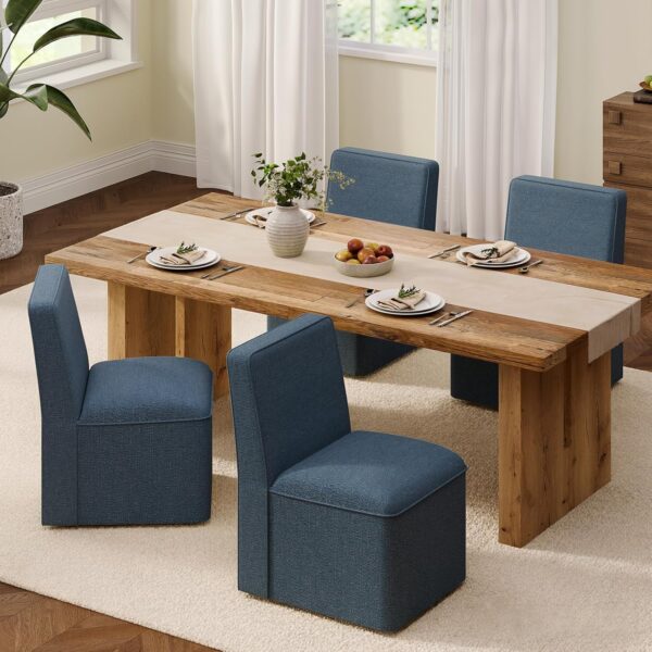Upholstered Dining Chairs Set of 4, Modern Dining Room Chair with Casters