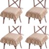 4 Pack Brown Ruffled Chair Cushion Cover 17.5x17.5 in
