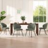 4 Comfortable Chenille Dining Chairs with Lumbar Support