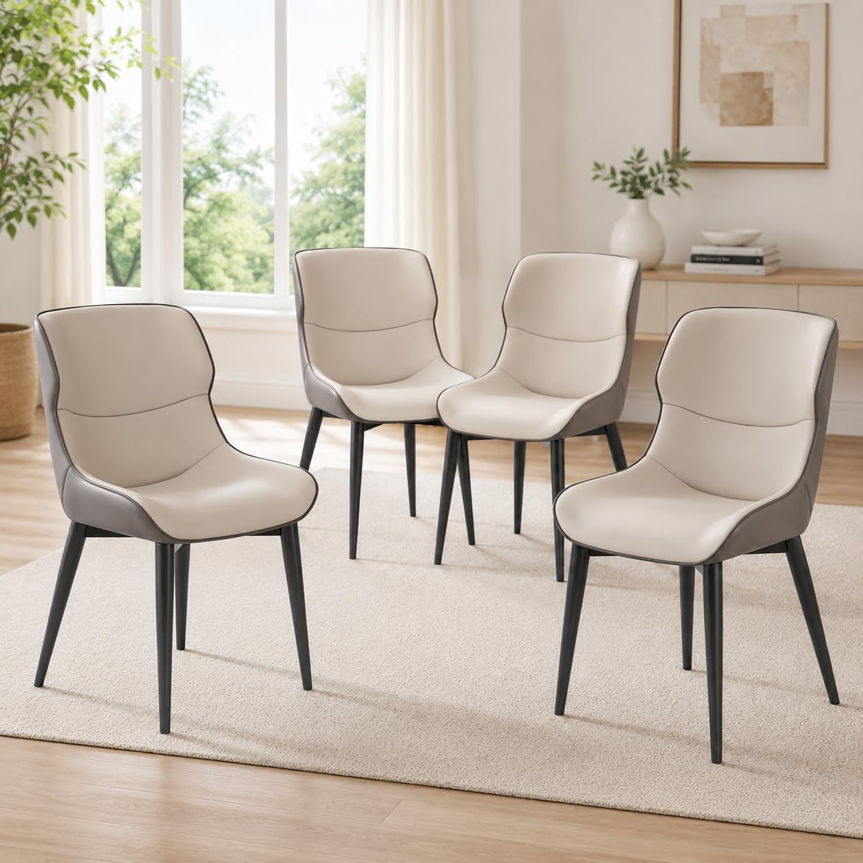 4 Pieces Dining Chairs, Modern Dining Room Chairs for Dining Room, Living Room, Bedroom, Set of 4 Kitchen Chair with Metal Legs, Dinner Chairs Only