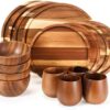 12 Pcs Acacia Wood Dinnerware Set for 4