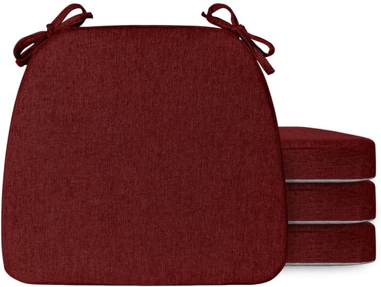 D-Shaped Chair Cushions Set of 4, Chair Pads with Ties, 18" x 17"