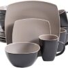 Gibson Elite Soho Lounge Dinnerware Set, Service for 4 (16pcs), Matte Taupe