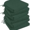Basic Beyond Chair Cushions for Dining Chairs 6 Pack, Kitchen Chair Cushions with Ties and Non Slip Backing, 16 x 16 inches Chair Pads for Dining Chairs (Forest Green)