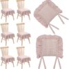 Irenare 6pcs Gingham Ruffle Chair Cushion Covers Farmhouse French Plaid