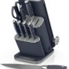 Detailed view of the integrated ceramic sharpening wheel on the Ninja knife block
