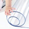Wadrac Multisize Plastic Clear Table Cover Protector-1.5mm Thick 42x82 inch Non-Slip for Kitchen Wood Grain Vinyl Transparent Table Cover Plastic Protective Pad for Dining Room Table,Gaming Desk