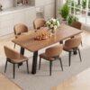 Dining Chairs Set of 6, Faux Leather Dining Chairs Kitchen Chairs, Brown