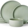 Famiware Star Stoneware Dinnerware Set, Reactive Glaze Plates & Bowls for 4