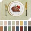 Romanstile Faux Leather Vinyl Placemats Set of 12, Grass Green