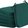 Kitchen Chair Cushions, Hunter Green, 17"x16", Set of 6