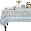 Asparagus Green Block Print Square Tablecloth 54x54 Inch