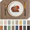 Romanstile Faux Leather Vinyl Placemats Set of 4, Brown