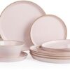 Famiware Saturn Dinnerware Sets, Ceramic Dishes for 4, Rimmed Plates, Bowls