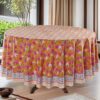 Block Print Round Tablecloth Bubblegum Pink 60 Inch 100% Cotton